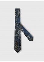 Cravate en soie motif fantaisie Emmanuelle Khanh -Fleurs bleu marine