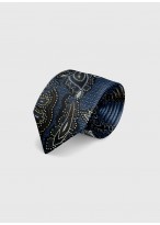 Cravate en soie motif fantaisie Emmanuelle Khanh -Fleurs bleu marine