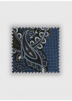 Cravate en soie motif fantaisie Emmanuelle Khanh -Fleurs bleu marine