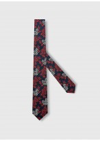 Cravate en soie motif liberty Emmanuelle Khanh -Marine et rouge fleurs - 4507 2