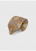 Cravate en soie motif liberty Emmanuelle Khanh -Jaune et violet fleurs - 4507 8