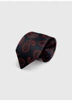 Cravate en soie à motif cashmere Emmanuelle Khanh -Cashmere marine et rouge - 4323 6