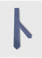 Cravate en soie à motif fantaisie Emmanuelle Khanh -Bleu géométrique - 4424-1