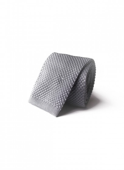 Cravate tricot gris irisé  Emmanuelle Khanh