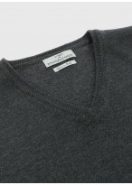 Pull col V en laine Emmanuelle khanh_24 - Gris anthracite
