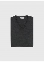 Pull col V en laine Emmanuelle khanh_24 - Gris anthracite