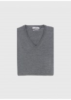 Pull col V en laine Emmanuelle khanh_22 - Gris moyen