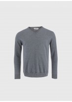 Pull col V en laine Emmanuelle khanh_22 - Gris moyen