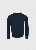 Pull col V en laine Emmanuelle khanh_88 - Bleu marine