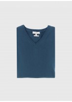 Pull col V en laine Emmanuelle khanh_85 - Bleu canard