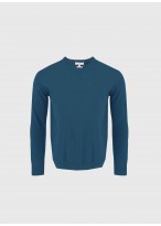 Pull col V en laine Emmanuelle khanh_85 - Bleu canard