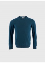 Pull col rond en laine Emmanuelle Khanh_ 85 - Bleu canard