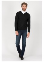 Pull col V en laine Emmanuelle khanh_01 - Noir