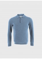 Polo en laine manches longues Emmanuelle Khanh_81 - Bleu ciel