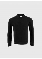 Polo en laine manches longues Emmanuelle Khanh_01 - Noir