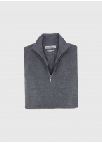 Pull col zippé en laine Emmanuelle Khanh_22 - Gris moyen