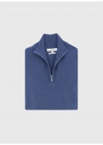 Pull col zippé en laine Emmanuelle Khanh_ 84 - Bleu denim
