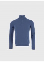 Pull col zippé en laine Emmanuelle Khanh_ 84 - Bleu denim