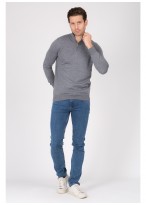 Pull col zippé en laine Emmanuelle Khanh_22 - Gris moyen