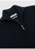Pull col zippé en laine Emmanuelle Khanh_ 88 - Bleu marine