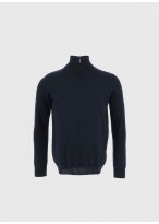 Pull col zippé en laine Emmanuelle Khanh_ 88 - Bleu marine