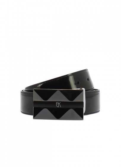 Ceinture en cuir vernis boucle plate Emmanuelle Khanh