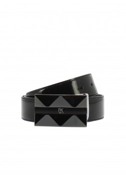 Ceinture en cuir vernis boucle plate Emmanuelle Khanh