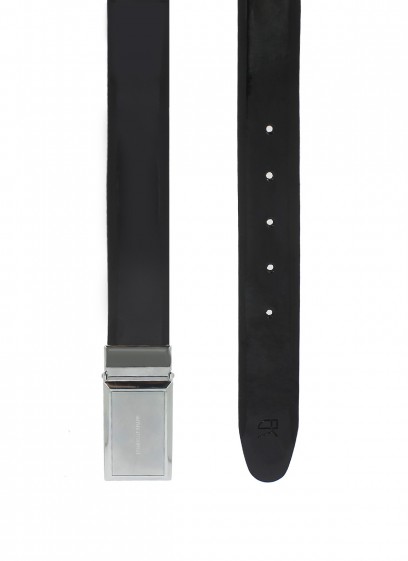 Ceinture en cuir vernis boucle plate Emmanuelle Khanh