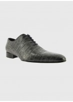 Crocodile-Effect Leather Brogue Shoes Emmanuelle Khanh