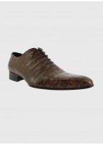 Crocodile-Effect Leather Brogue Shoes Emmanuelle Khanh