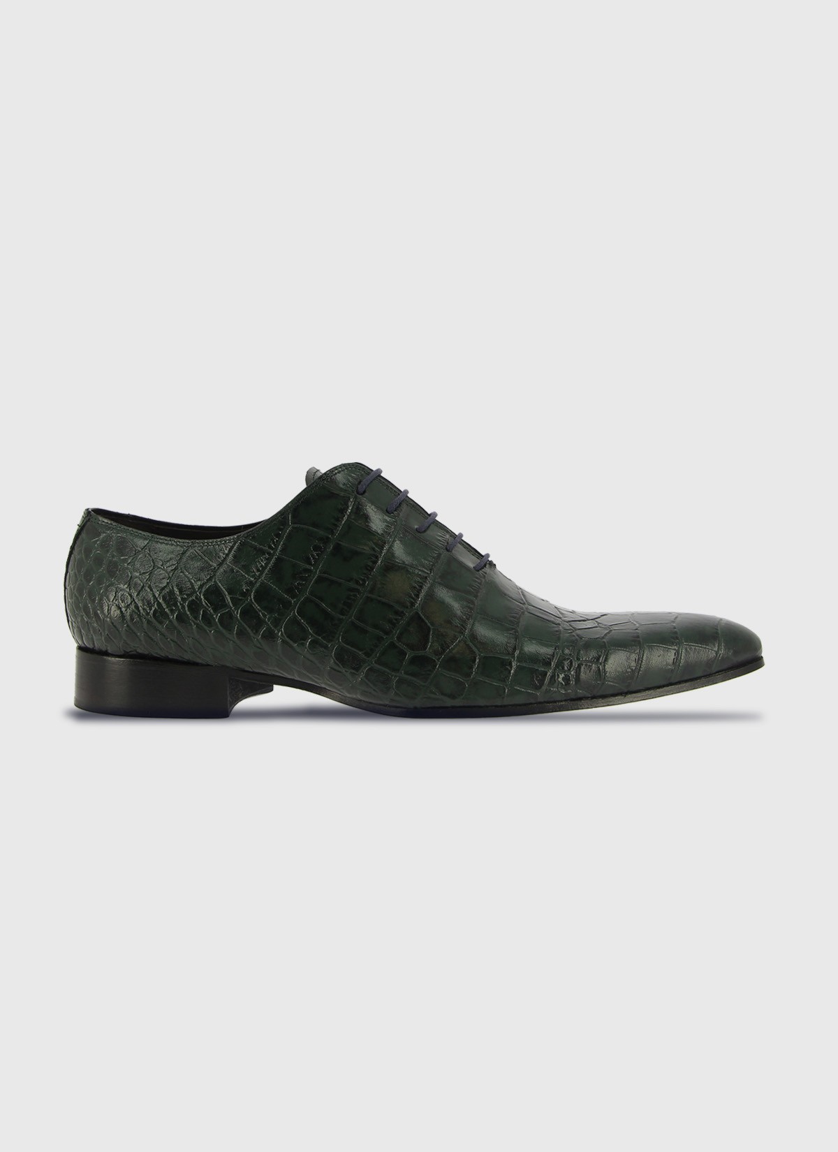 Richelieu en cuir effet croco Emmanuelle Khanh-29118 - Croco Vert