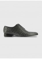 Crocodile-Effect Leather Brogue Shoes Emmanuelle Khanh