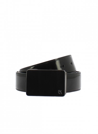 Ceinture en cuir vernis boucle métal noir Emmanuelle Khanh-Noir