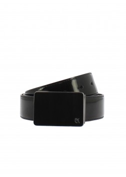 Ceinture en cuir vernis boucle métal noir Emmanuelle Khanh-Noir