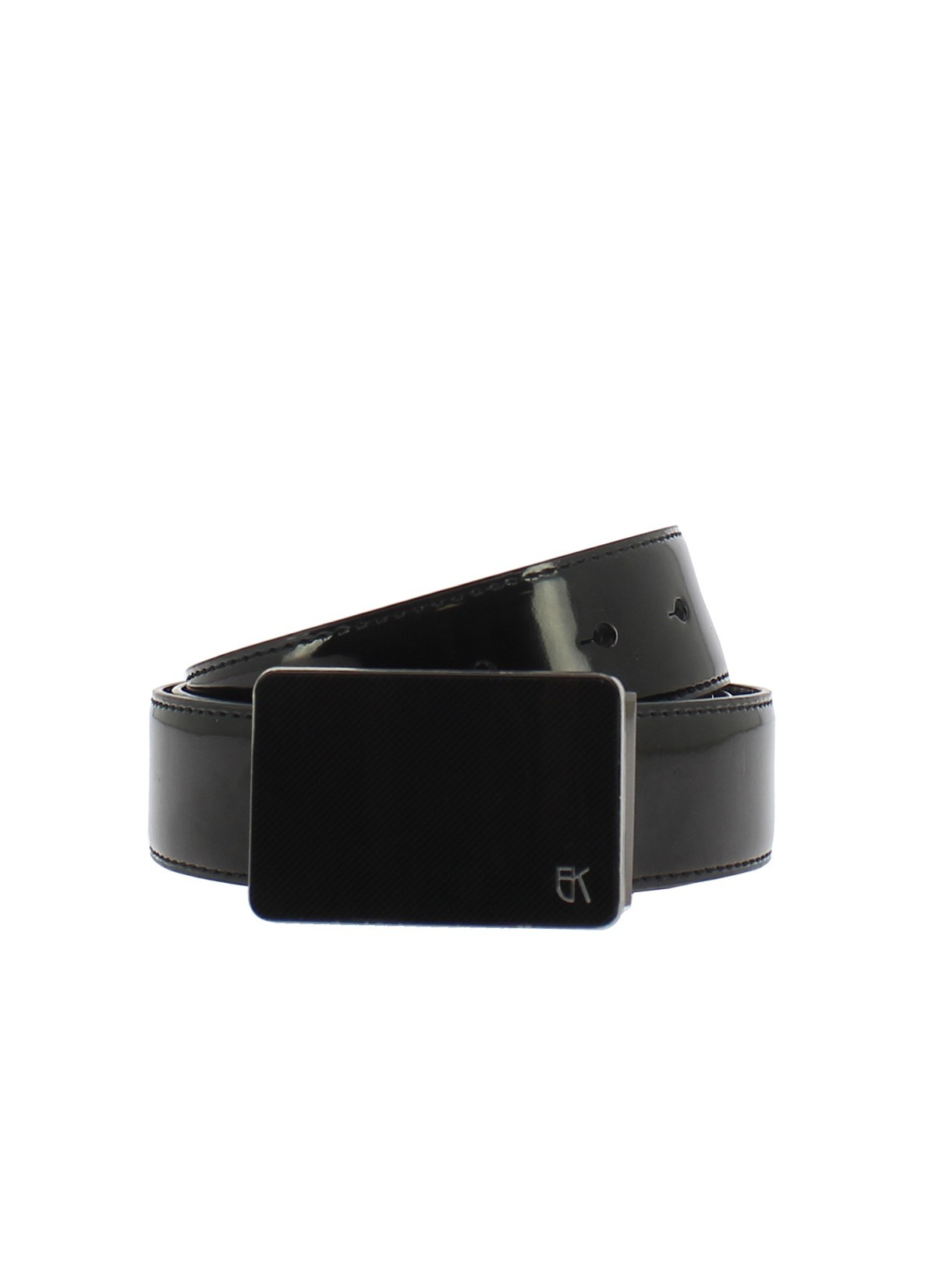 Ceinture en cuir vernis boucle métal noir Emmanuelle Khanh-Noir