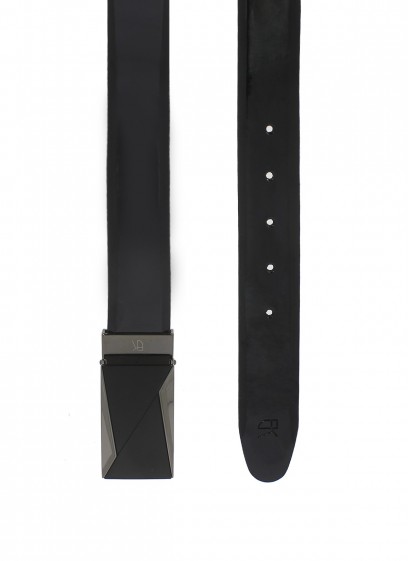 Ceinture en cuir vernis boucle plate Emmanuelle Khanh-Noir
