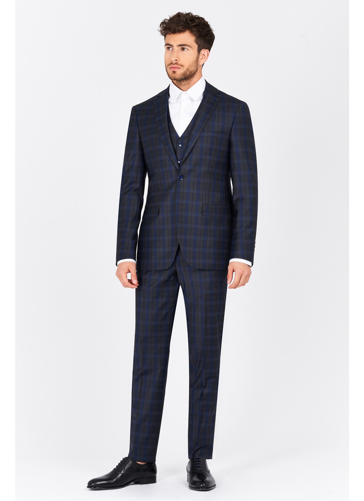 Costume slim fit Emmanuelle Khanh-Gris & bleu - 48839/106