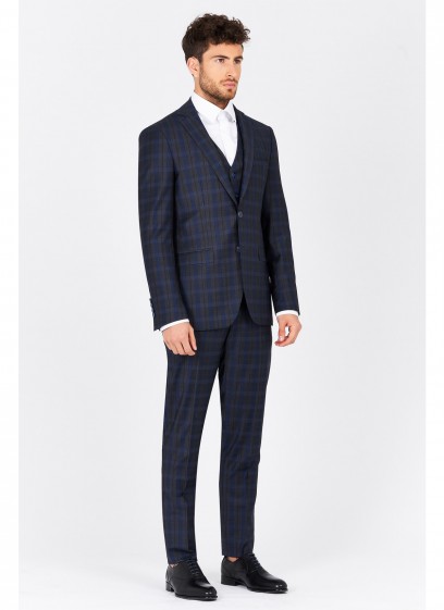 Costume slim fit Emmanuelle Khanh-Gris & bleu - 48839/106