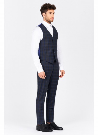 Gilet slim fit Emmanuelle Khanh _ Gris & bleu - 48839/106