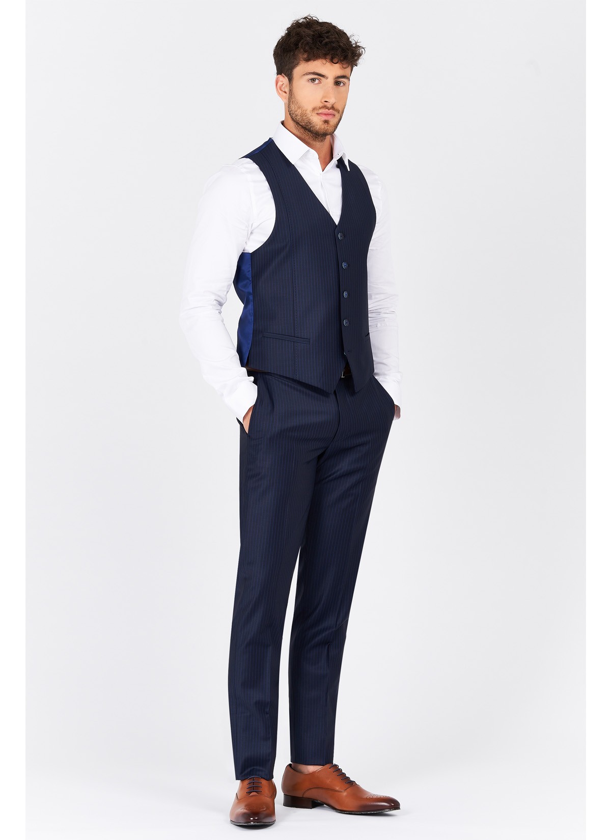 Gilet slim fit Emmanuelle Khanh _ Bleu marine - 50063/505