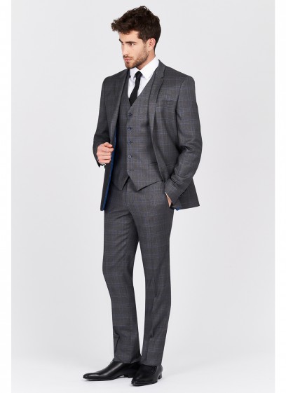 Costume slim fit Costume regular fit Lanificio F.LLI Cerruti DAL 1881-Gris & bleu - 8118-37-2