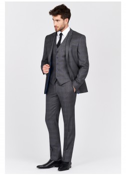 Costume slim fit Costume regular fit Lanificio F.LLI Cerruti DAL 1881-Gris & bleu - 8118-37-2