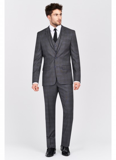Costume slim fit Costume regular fit Lanificio F.LLI Cerruti DAL 1881-Gris & bleu - 8118-37-2