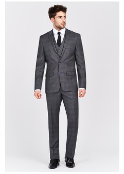 Costume slim fit Costume regular fit Lanificio F.LLI Cerruti DAL 1881-Gris & bleu - 8118-37-2
