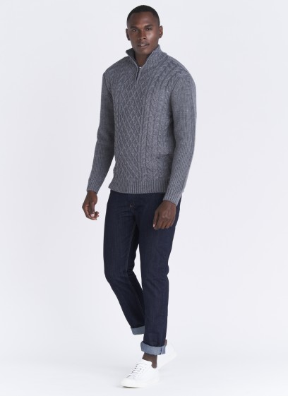 Pull col zippé en laine mélangée Emmanuelle Khanh