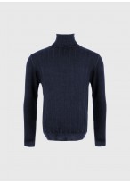 Pull fin col roulé en laine mérinos Emmanuelle Khanh  _ 88 - Bleu marine