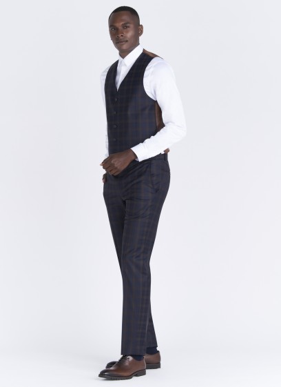 Gilet Slim fit Emmanuelle Khanh _ Marine blue with checks _ 88 - Marine blue