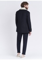 Caban col amovible moutonné Emmanuelle Khanh  - Bleu marine