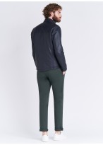 Blouson motard en cuir Emmanuelle Khanh 88 - Bleu marine