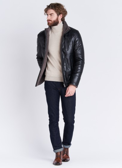 Veste en cuir Emmanuelle Khanh 01 - Noir